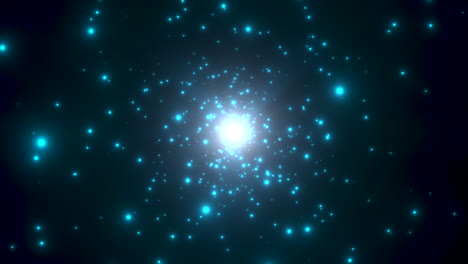 partículas azules en movimiento y estrellas en el fondo abstracto de la galaxia 10