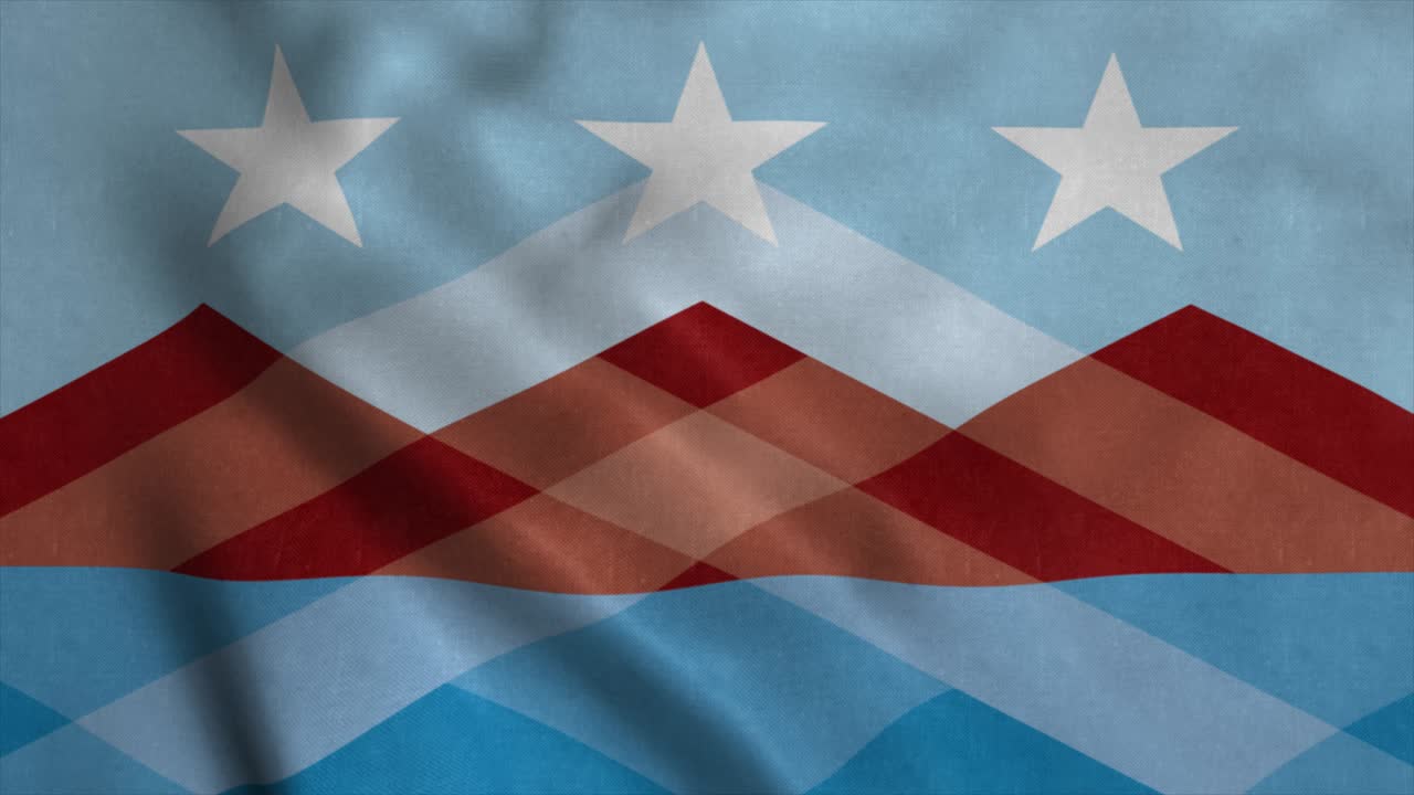 Flag of Peoria, city of Arizona, United States, waving at wind, 4K