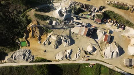 Stockpile-At-Quarry-Site-With-Stepped-Walls-In-Castriz,-Spain