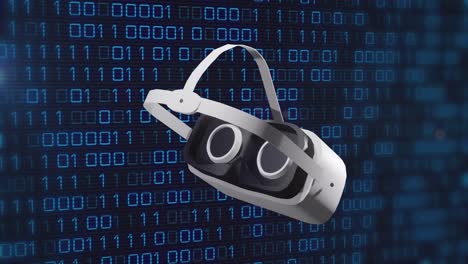 animation of vr headset over binary coding data processing