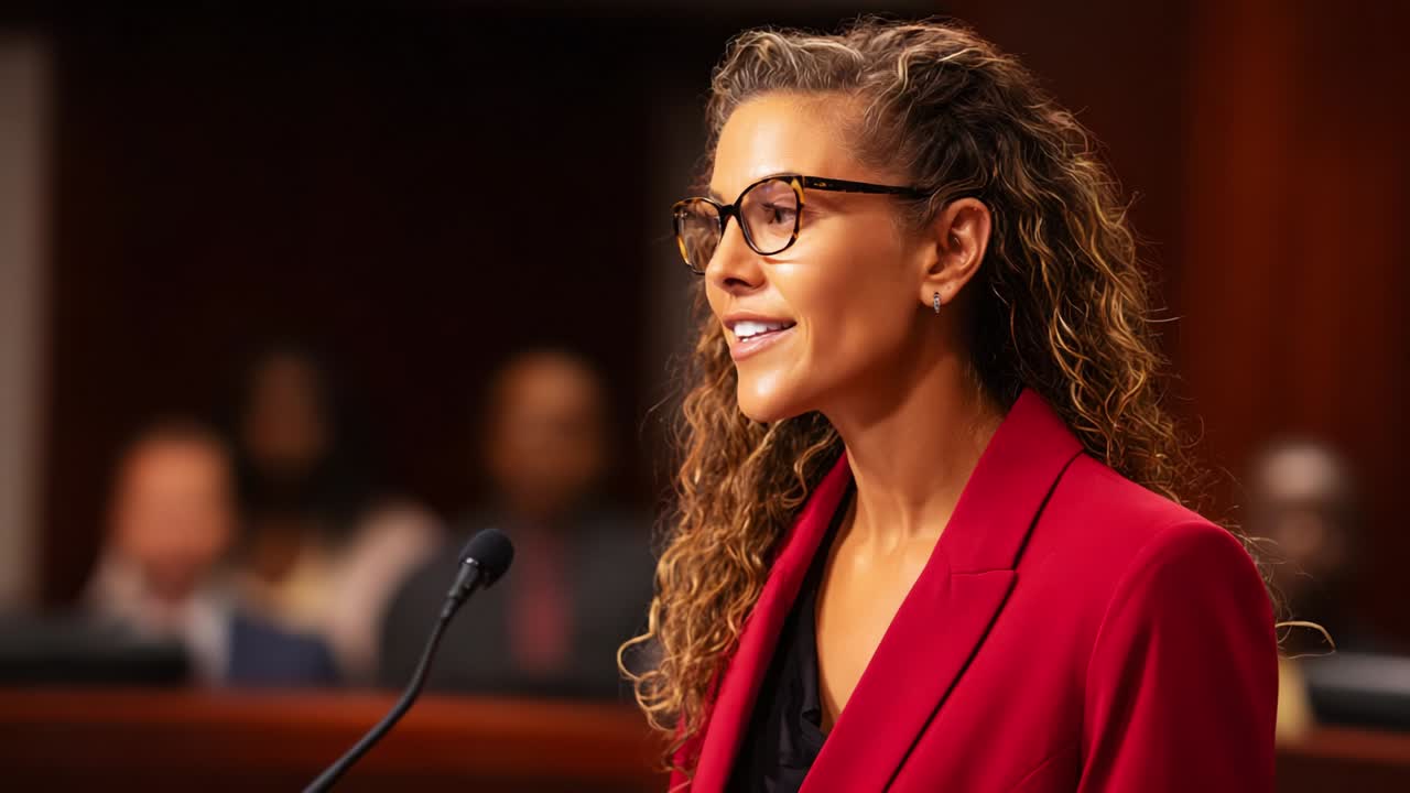A Confident Advocate Delivers a Compelling Argument in the Courtroom, Showcasing Her Passion and Expertise While Engaging with the Audience in a Crucial Legal Discussion
