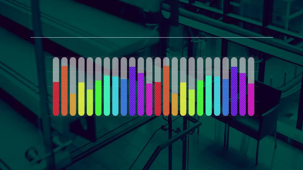 composición digital del procesamiento de datos estadísticos frente a una oficina vacía en segundo plano