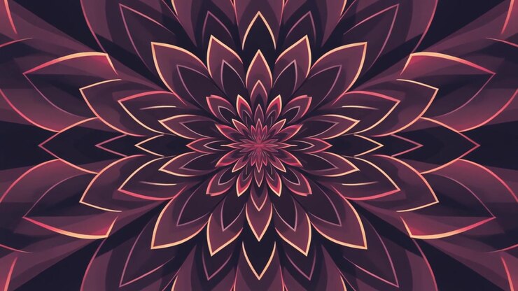 Mandala floreale animato astratto con petali geometrici pulsanti