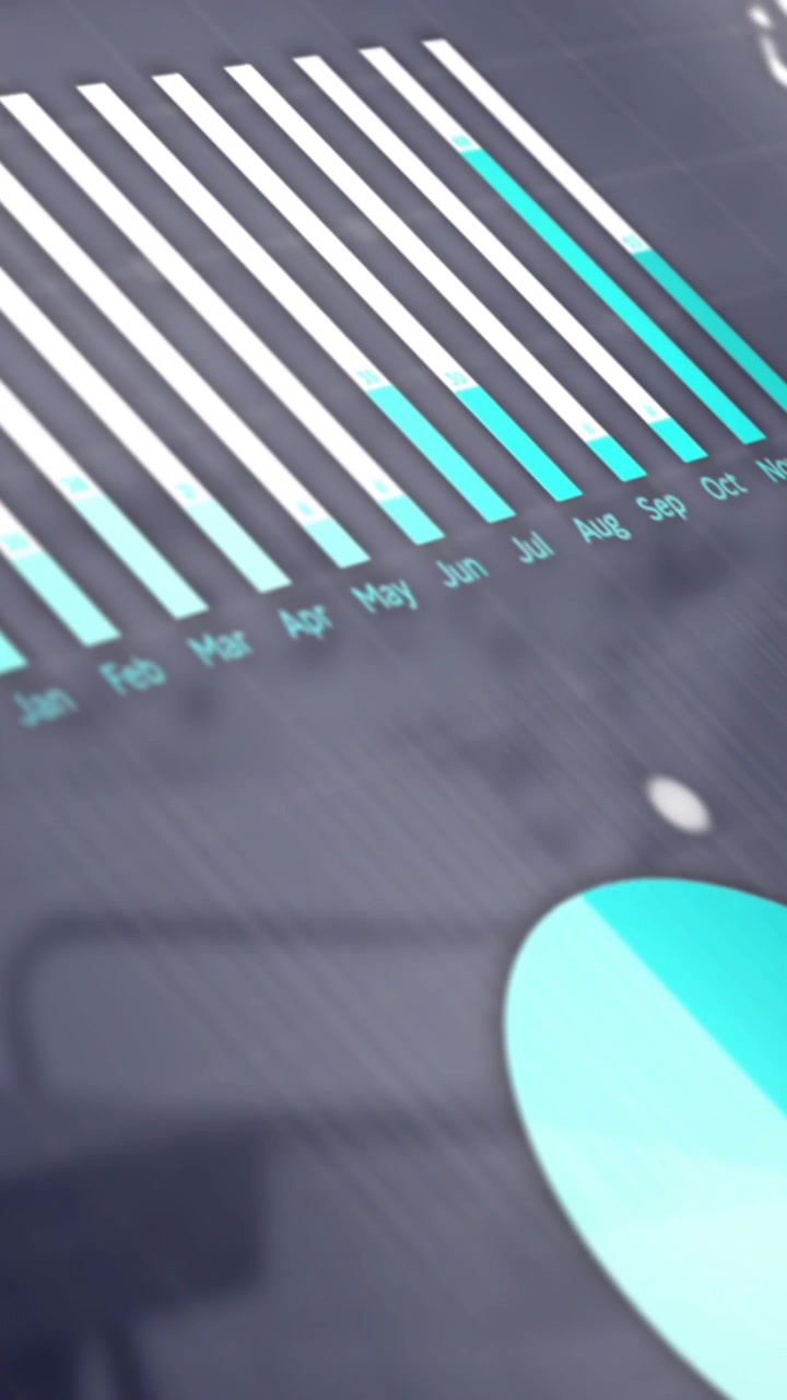 Animazione dell'elaborazione di dati finanziari in un ufficio vuoto