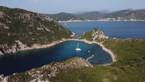 Porto-Timoni-whee-sandy-beach-at-Corfu-island,-Greece