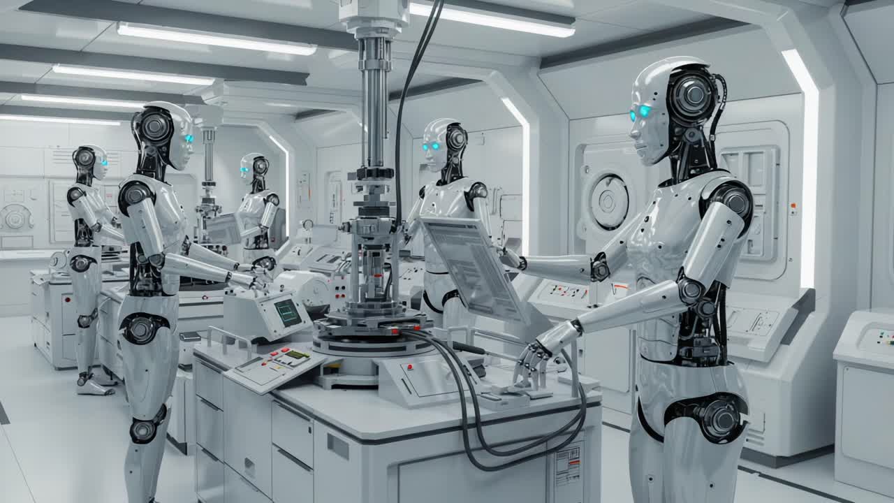 Innovative Robot Manufacturing Facility: Cutting-Edge Automation and Advanced Robotics in a High-Tech Laboratory Environment for Future Technologies