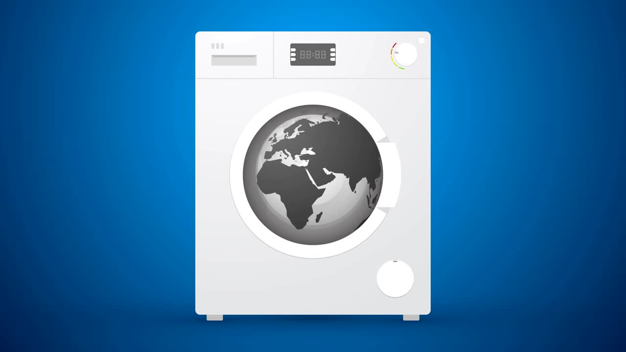washing machine with world idea concept motion background loop