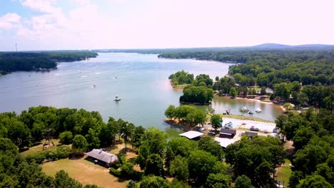 Aerail-Lake-Wylie-South-Carolina,-Lake-Wylie-SC-with-Camp-Thunderbird-in-Foreground