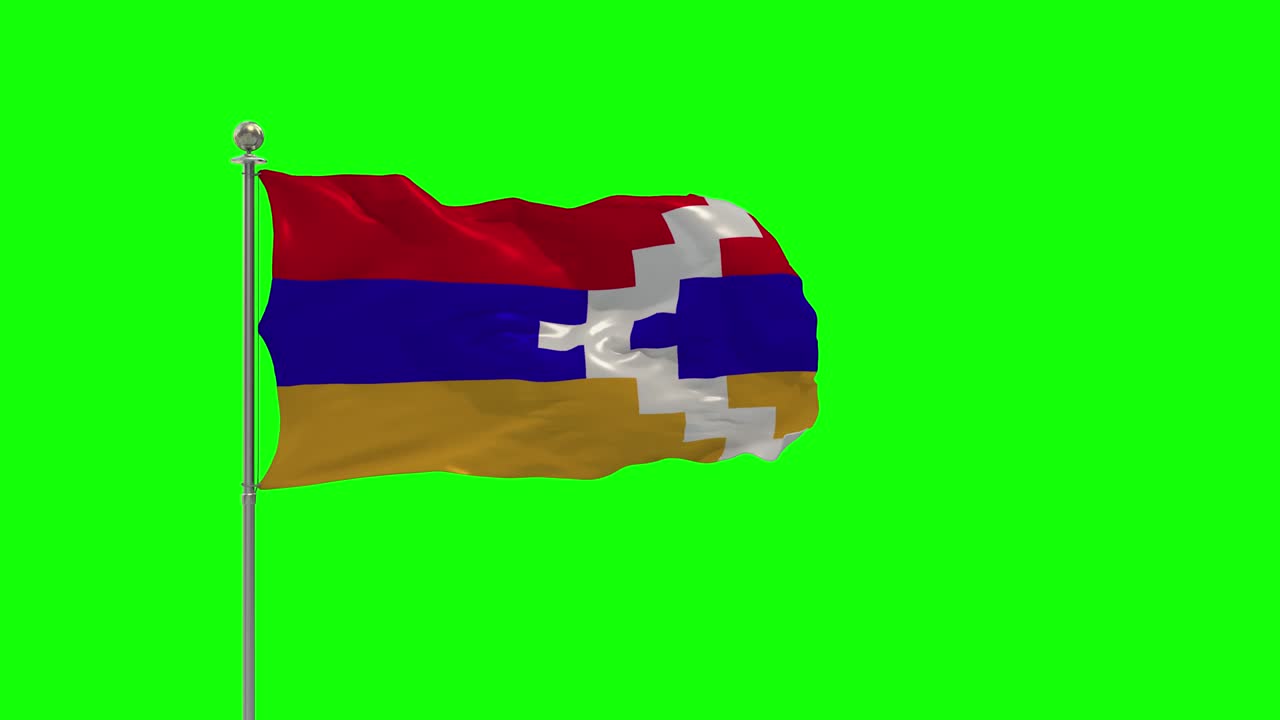 나고르노-카라바흐 공화국 (nagorno-karabakh republic) - 국기가 기둥 위에 흔들리는 3d 일러스트레이션