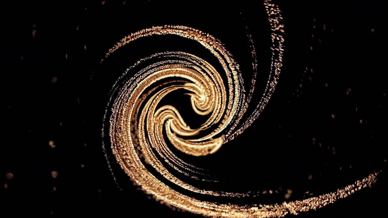 Spirale dinamica di particelle dorate che creano un effetto vortice
