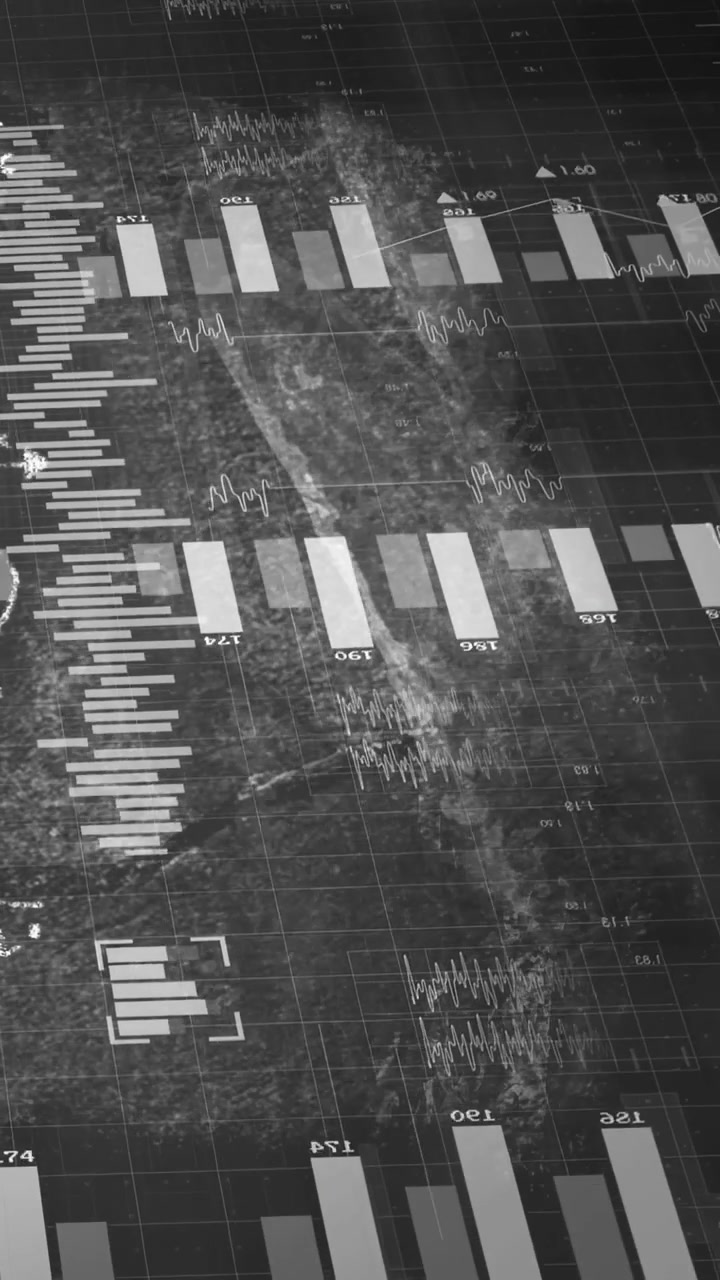 Vertical video: System detecting trench and overlaying bar charts, value labels for sonar mapping