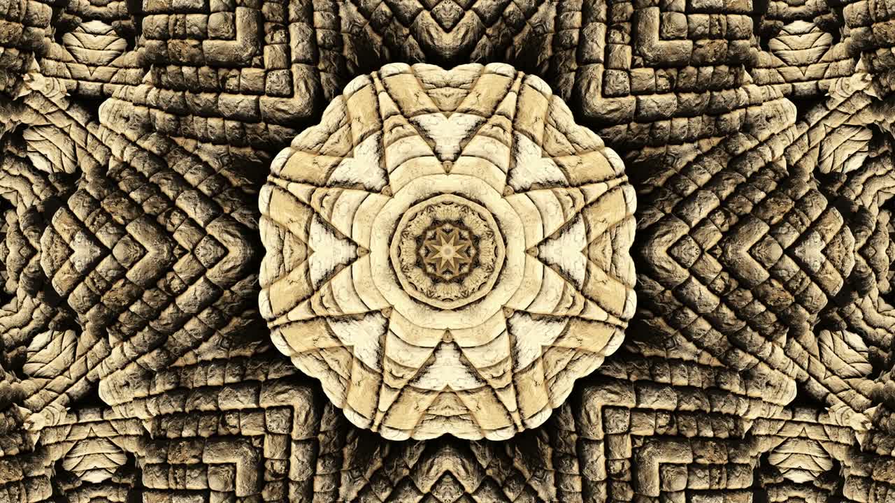 la textura de piedra en bucle 3d es un fondo decorativo abstracto. un caleidoscopio hipnótico y adornado.