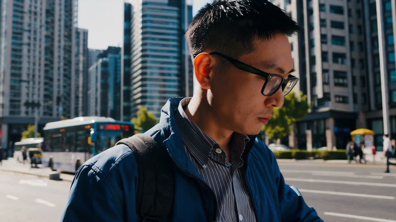 Man Walking on City Street