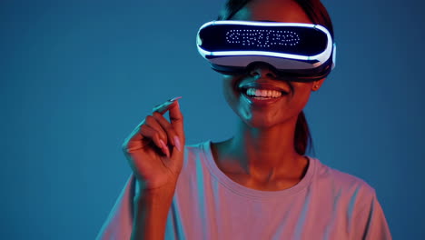 young woman enjoying virtual reality experience