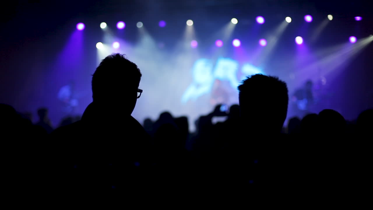 Concerto con folla e illuminazione del palco