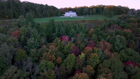 aerial push in to moses cone manor house