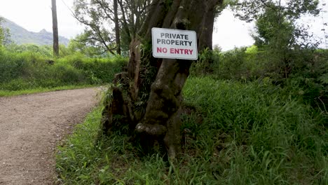drone captures private property with no entry sign