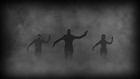 funny zombies group dancing. halloween concept