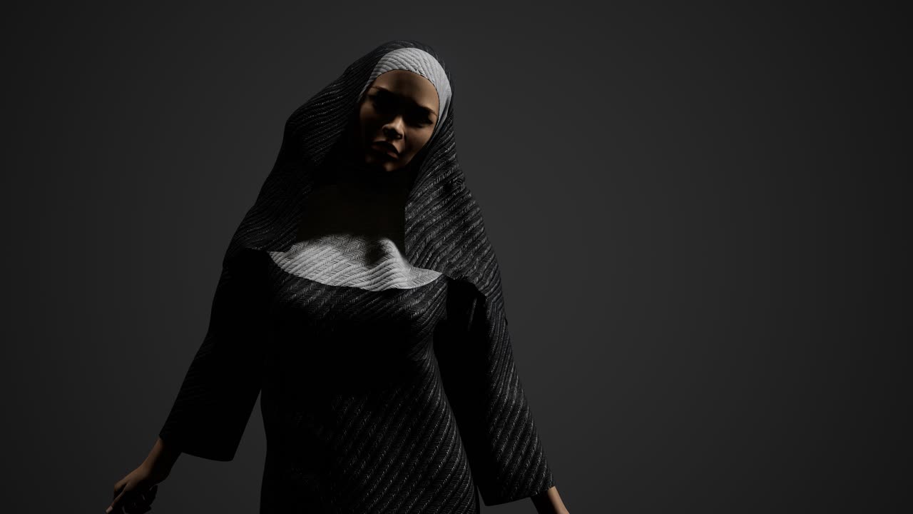 молодая монахиня в темноте