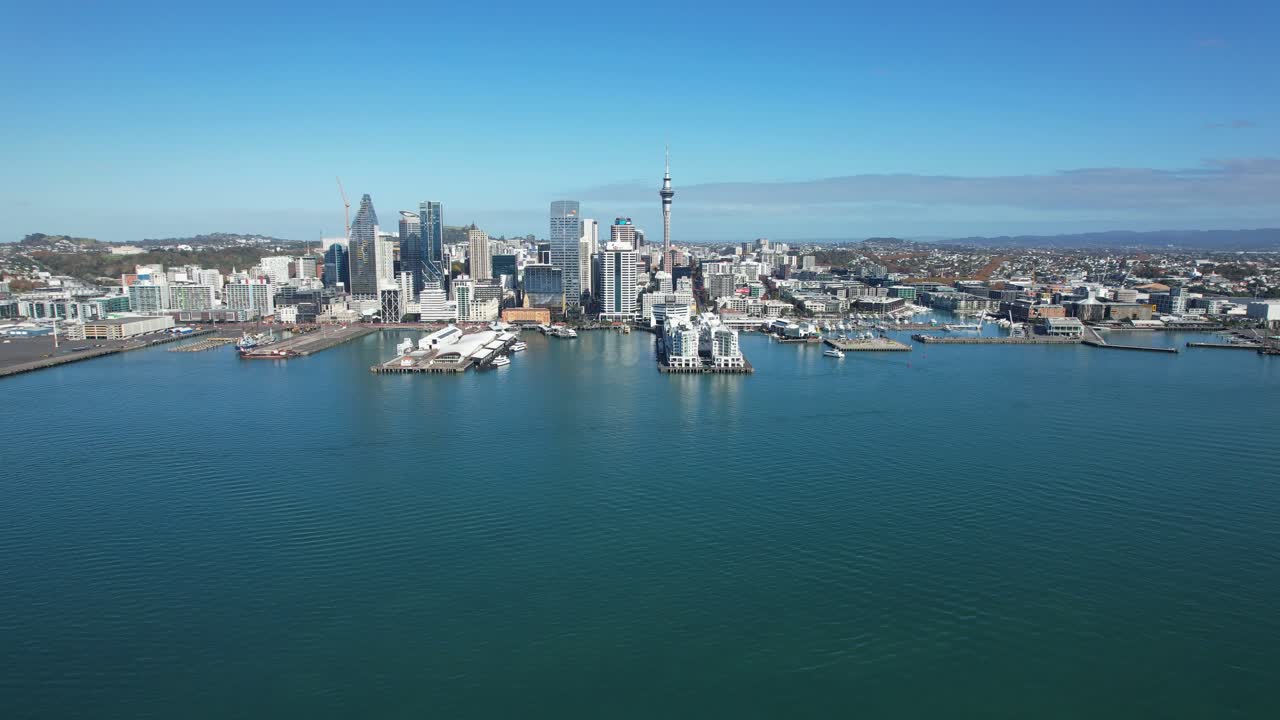 오클랜드 항구와 오클랜드 시내, 노스 아일랜드, 뉴질랜드