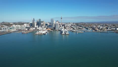 auckland harbour and city centre in auckland, north island, new zealand