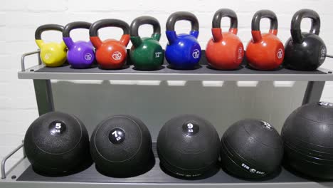 promotional shot of kettle-bells in gym