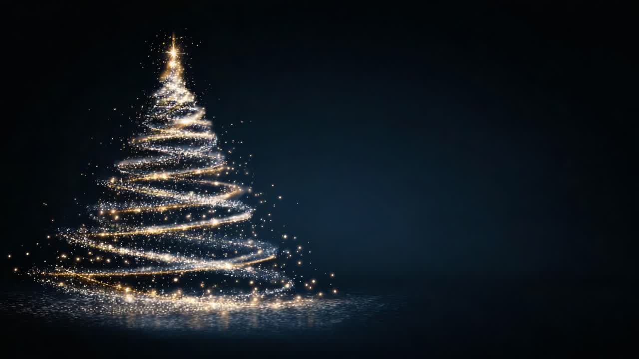 A Dazzling Display of Holiday Spirit: A Sparkling Christmas Tree Illuminates the Night with Its Glimmering Lights and Magical Atmosphere, Perfect for Festive Celebrations