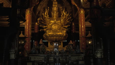 buddhist statue and altar decoration in bai dinh temple vietnam