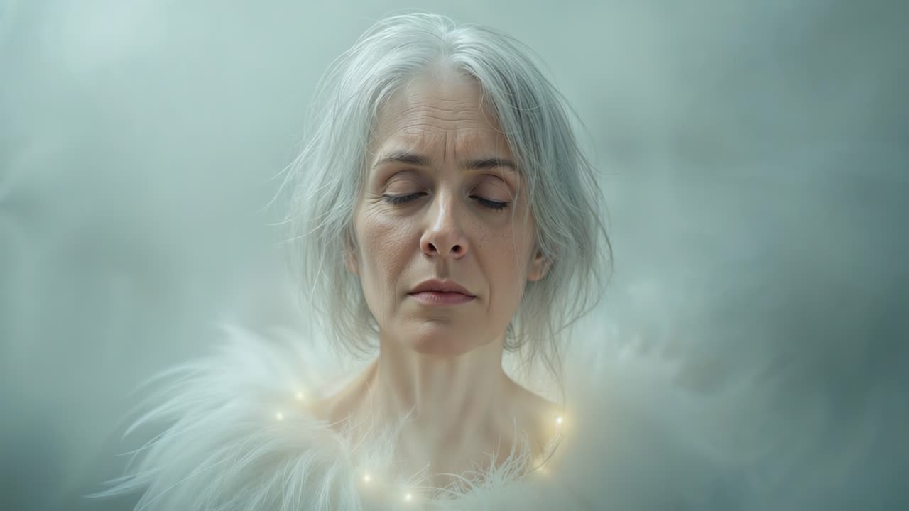 A Serene Portrait of an Older Woman in Meditation