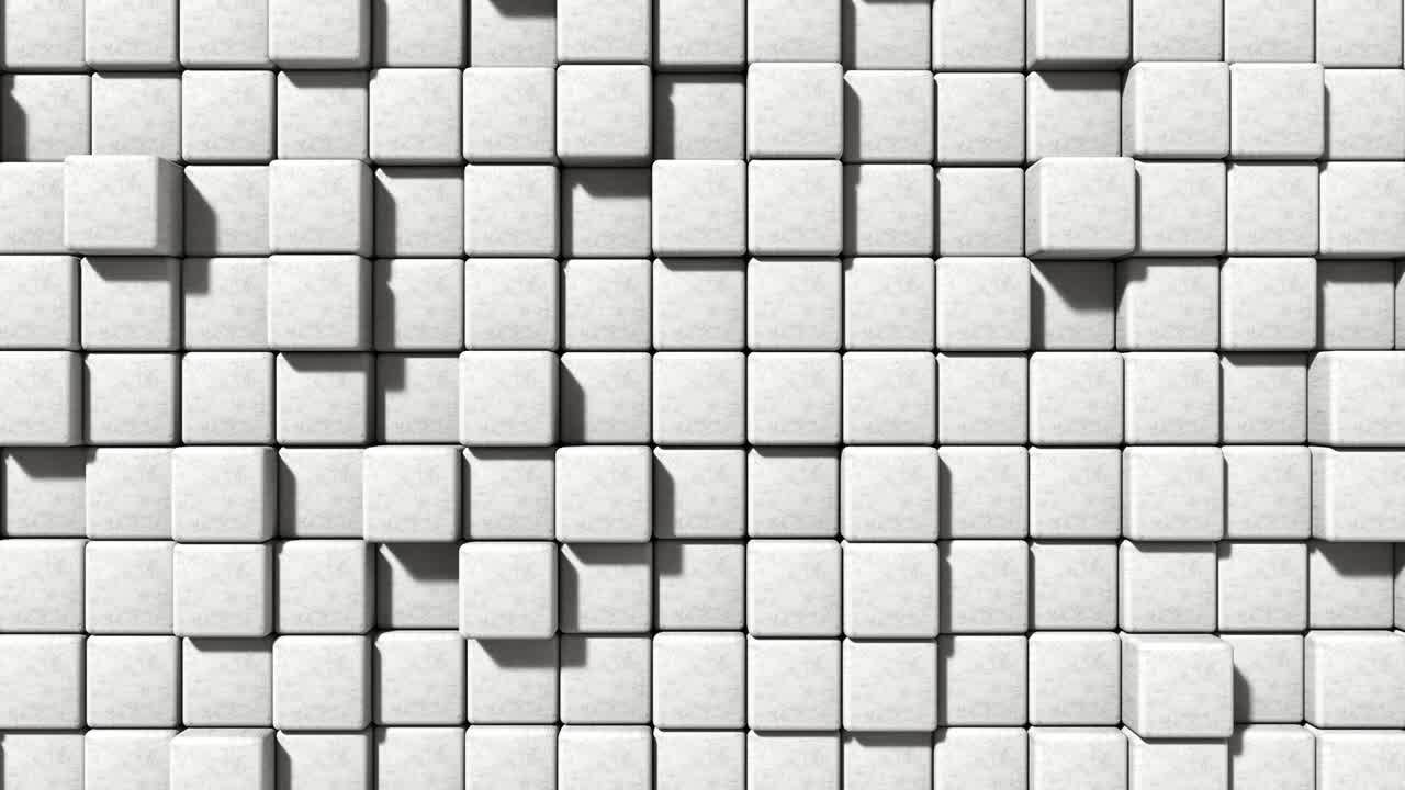 White masonry cement block and stone background moving up and down volumetric sliding. Architecture and abstract concept. Top view angle. 4K footage video motion graphic. Seamless loop