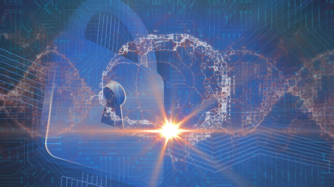 파란색 배경에 돌아다니는 인간의 뇌의 애니메이션