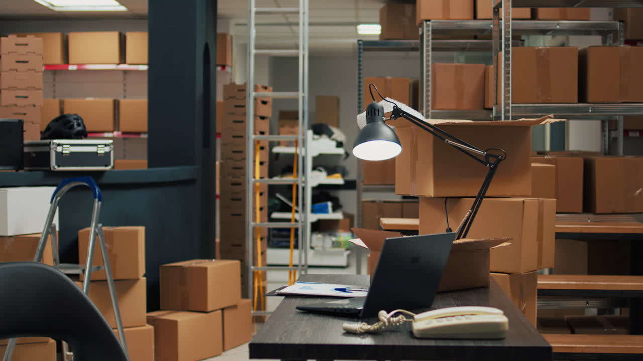 Storage room with shelves and boxes