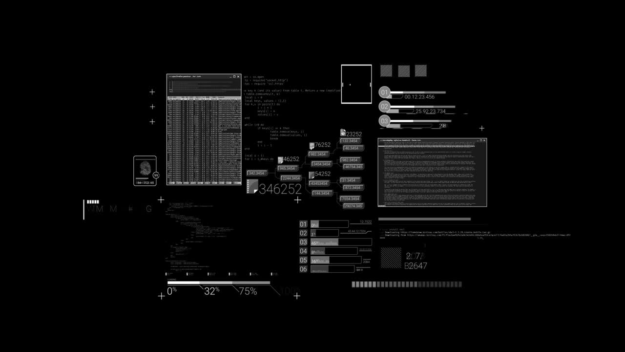texturas, elementos de código y interfaz en el canal alfa hacker