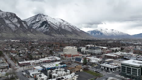 winter aerial view of provo utah american cityscape