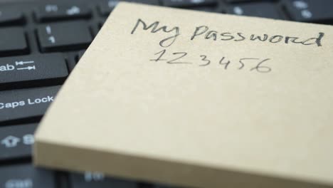 writing password on a sticky note ,