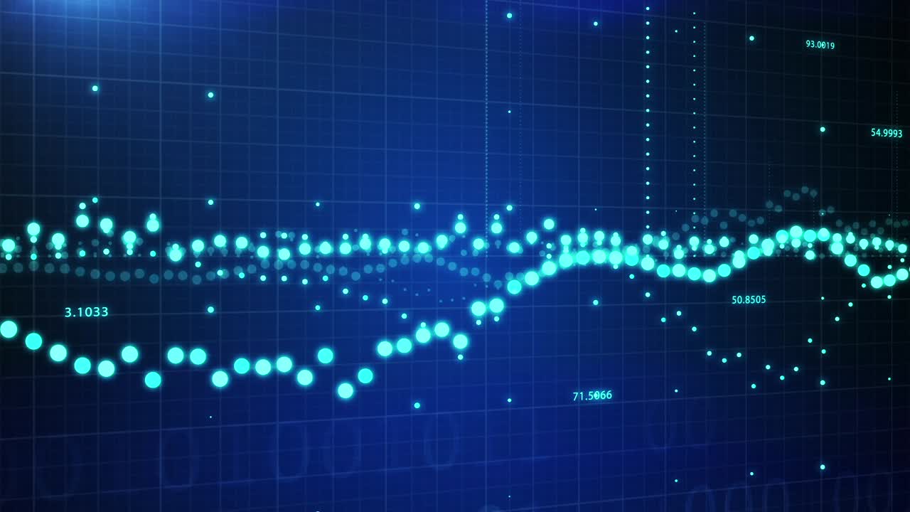 Abstract Data Visualization with Binary Code and Glowing Dots