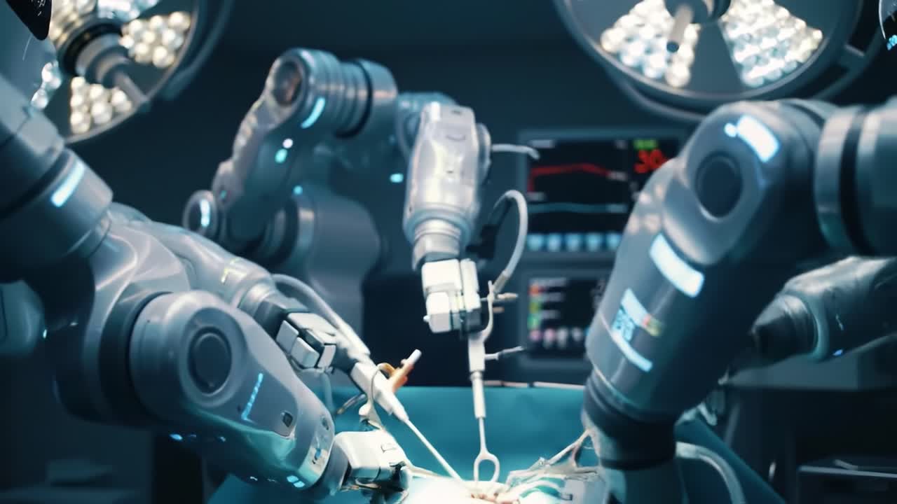Advanced Robotic Surgery: A Glimpse into the Future of Medicine and Precision Procedures with Intelligent Robotic Arms Performing a Complex Operation