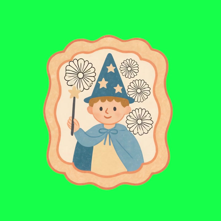 Animated Illustration of a Young Wizard Holding a Magic Wand
