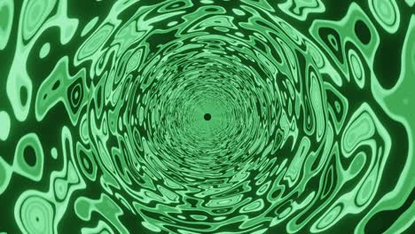 fluorescent neon lights rotating inside a round tunnel. psychedelic pattern of green glowing lines in tube spinning around. seamless loop motion graphic