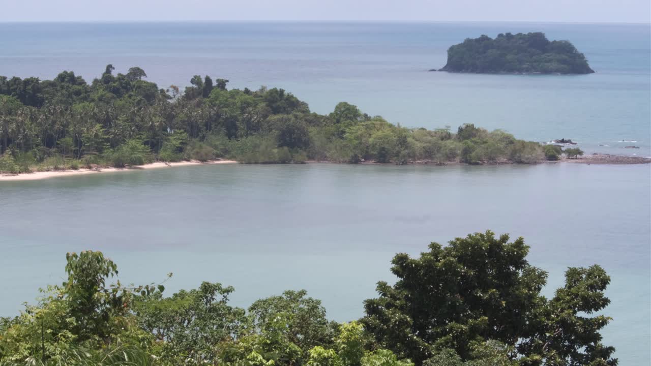Static shot of View point on Koh Chang Island with tropical islands and lush green forest