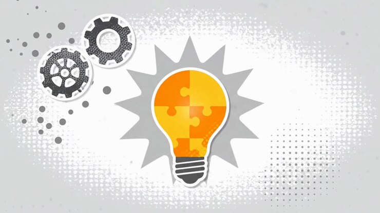Collaborative Teamwork Building a Creative Idea Puzzle Lightbulb Together