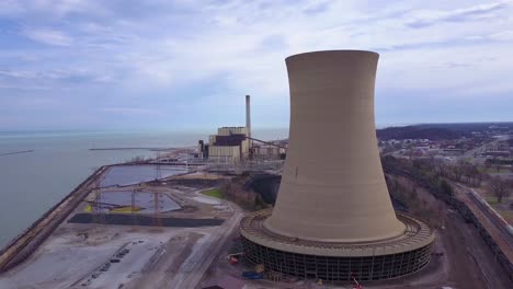 good aerial over a nuclear power plant on lake michigan 5