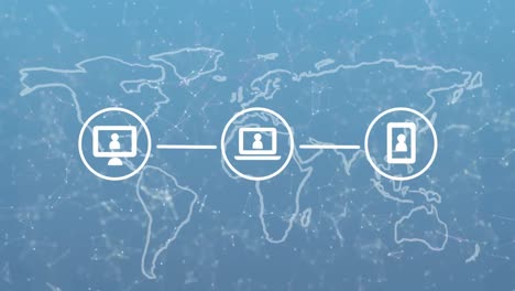 animation of network of connections over world map