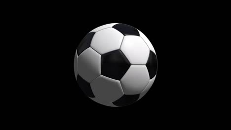 football animation of soccer ball on black background