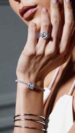 elegant jewelry showcase on woman's hand and arm