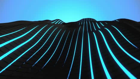 wavy surface made of black cubes with glowing background