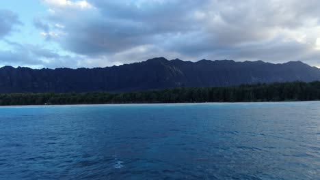 Aerial:-East-shore-of-Oahu,-Hawaii