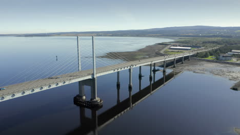 an aerial view of kessock bridge in inverness on a sunny summer's morning