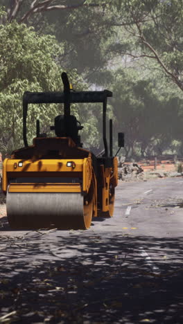 road roller on construction site in australian outback