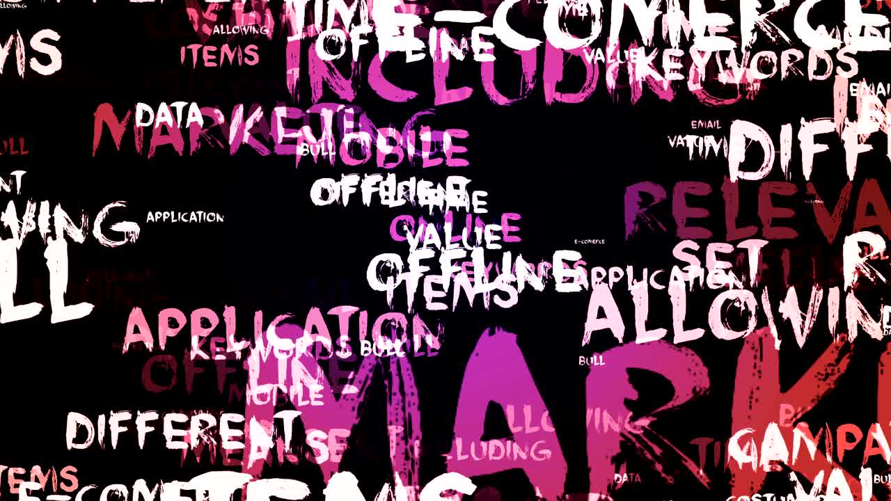 어두운 배경에 전자상거래 관련 단어 구름